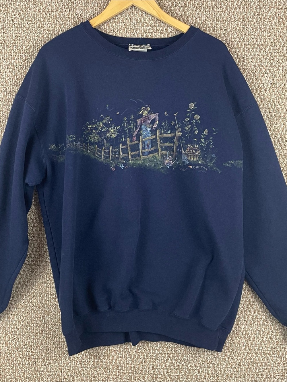 Vtg 90s Northern Reflections Sweatshirt XL Scarecrow Farm Fall Cottagecore T272